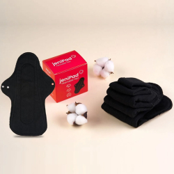 W Beside Jenipad Pamuk Yıkanabilir Sızdırmaz Kadın Pedi Siyah Mıx 3 Adet ( Günlük, Normal, Gece ) - 2