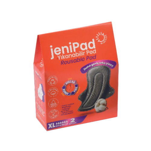 W Beside Jenipad Yıkanabilir Kadın Pedi Ultra Emici Sızdırmaz XL Siyah 2 Adet - W Beside