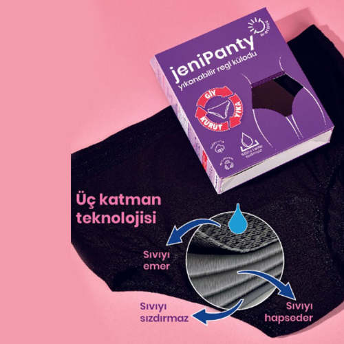 W - Beside Yıkanabilir Ultra Emici Pamuklu Siyah Külod - L - 2