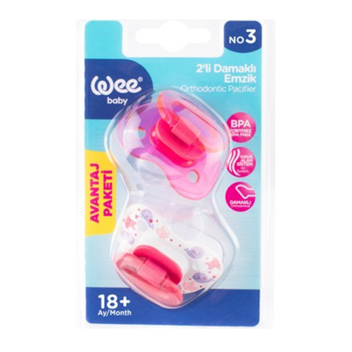 Wee Baby 2li Damaklı Emzik No3 18+ Ay - Pembe - Wee Baby