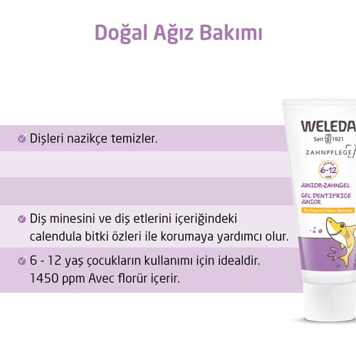 Weleda Çocuklar için Florürlü Doğal Diş Macunu 50 ml - 6-12 Yaş - Weleda