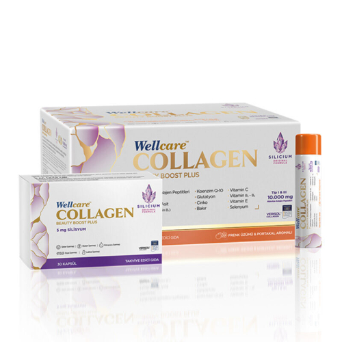 Wellcare Collagen Beauty Boost 10.000 mg 30 Tüp ve 30 Kapsül (Frenk Üzümü ve Portakal Aromalı) - Wellcare