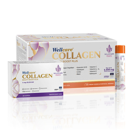 Wellcare Collagen Beauty Boost 5.500 mg 30 Tüp ve 30 Kapsül (Frenk Üzümü ve Portakal Aromalı) - Wellcare