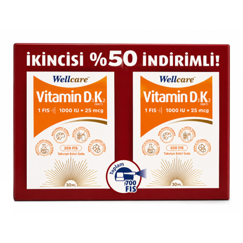 Wellcare Vitamin D3K2 Takviye Edici Gıda İkincisi 50 İndirimli - Wellcare