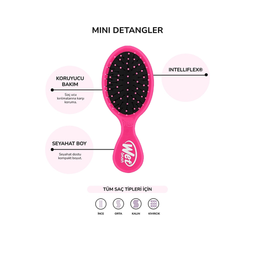 Wet Brush Mini Detangler Dolaşık Açıcı Saç Fırçası Pembe - 3