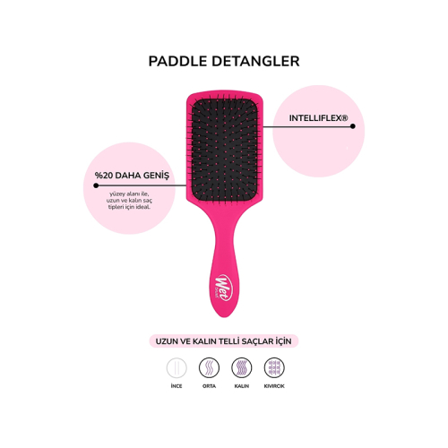 Wet Brush Paddle Detangler Dolaşık Açıcı Geniş Saç Fırçası Pembe - 3