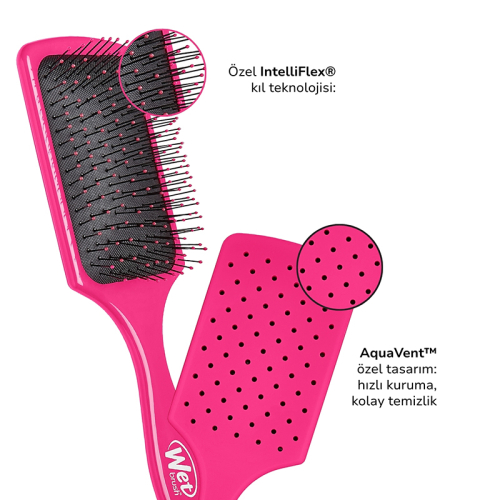 Wet Brush Paddle Detangler Dolaşık Açıcı Geniş Saç Fırçası Pembe - 4