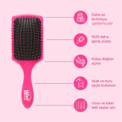 Wet Brush Paddle Detangler Dolaşık Açıcı Geniş Saç Fırçası Pembe - 5