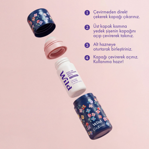 Wild Antiperspirant Roll On Cath Kidston Marble Ditsy Case - Coconut - Vanilla Refill Terleme Karşıtı 50 ml - 3