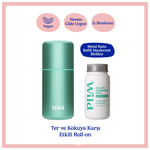 Wild Antiperspirant Roll On Aqua Case - Fresh Cotton - Sea Salt Refill Terleme Karşıtı Deodorant 50 ml - Wild