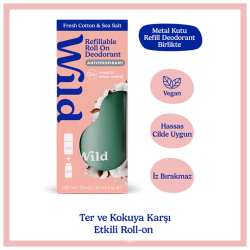 Wild Antiperspirant Roll On Aqua Case - Fresh Cotton - Sea Salt Refill Terleme Karşıtı Deodorant 50 ml - 2