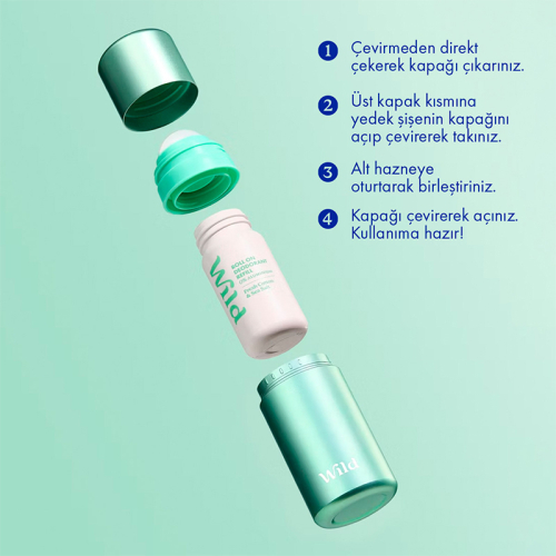 Wild Antiperspirant Roll On Aqua Case - Fresh Cotton - Sea Salt Refill Terleme Karşıtı Deodorant 50 ml - 3