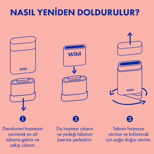 Wild Refill Yedek Stick Deodorant İçi Doğal Formül - Fresh Cotton - Sea Salt 40 g - 7