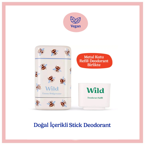 Wild Natural Stick Deodorant Kutu + Refill Paketi - Honey Bee + Honey & Cactus Flower 40 g - Wild
