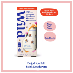Wild Natural Stick Deodorant Kutu + Refill Paketi - Honey Bee + Honey & Cactus Flower 40 g - 2
