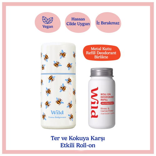 Wild Antiperspirant Emma Bridgewater Bee Roll-On Case Honey - Cactus Refill Terleme Karşıtı Deodorant 50 ml - Wild