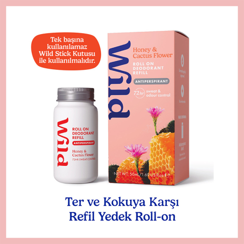 Wild Antiperspirant Roll On Honey - Cactus Flower Refill Deodorant Yedek Dolum 50 ml - Wild