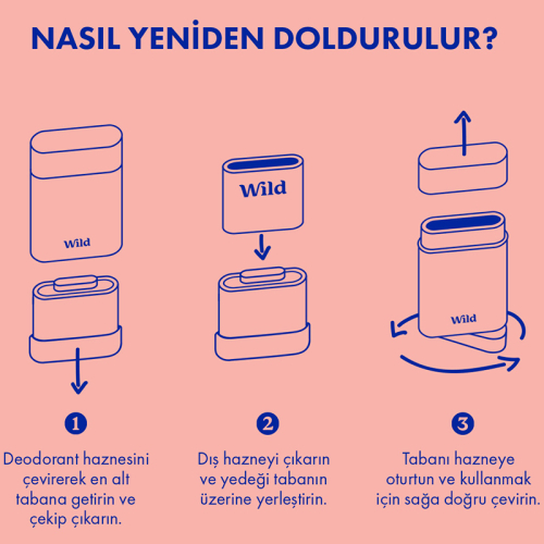 Wild Refill Yedek Stick Deodorant İçi Doğal Formül - Pink Grapefruit - Lime 40 g - 7