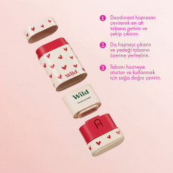 Wild Natural Stick Deodorant Kutu + Refill Paketi - Love Heart Case + Pink Grapefruit & Lime 40 g - 2