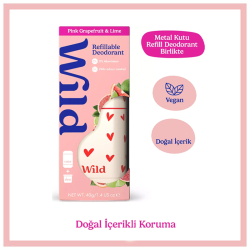 Wild Natural Stick Deodorant Kutu + Refill Paketi - Love Heart Case + Pink Grapefruit & Lime 40 g - 6