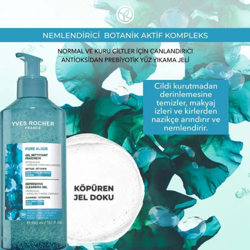 Yves Rocher Pure Algue Antioksidan Prebiyotik Yüz Yıkama Jeli 390 ml - 3