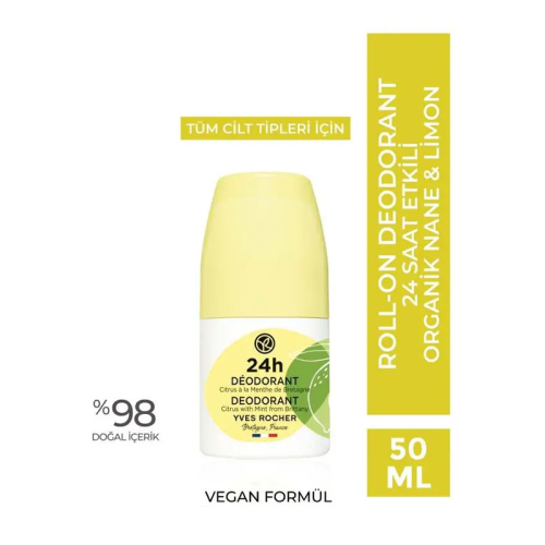 Yves Rocher Unisex Roll-on Deodorant - Organik Nane ve Limon 50 ml - 2