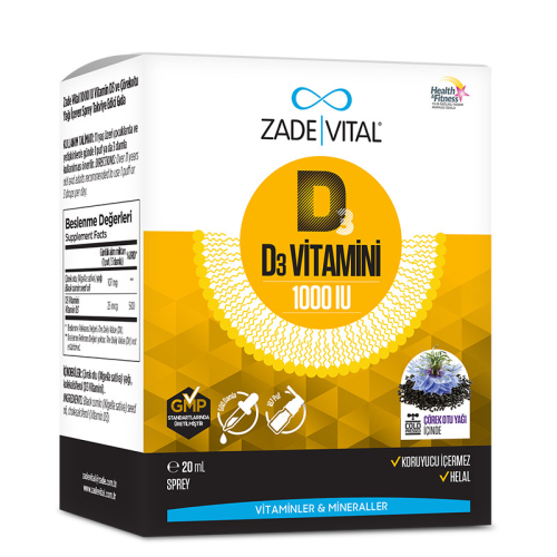Zade Vital 1000IU D3 Vitamini ve Çörek Otu Yaği İçeren Sprey 20 ml - 1