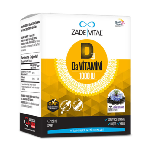 Zade Vital 1000IU D3 Vitamini ve Çörek Otu Yaği İçeren Sprey 20 ml - Zade Vital