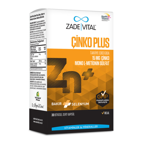 Zade Vital Çinko Plus Takviye Edici Gıda 30 Kapsül - 1