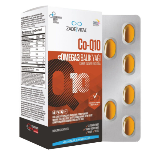 Zade Vital Co-Q10 Omega3 Balık Yağı İçeren Takviye Edici Gıda 30 Kapsül - 1