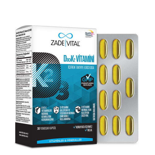 Zade Vital D3 + K2 Vitamini İçeren Takviye Edici Gıda 30 Yumuşak Kapsül - 2