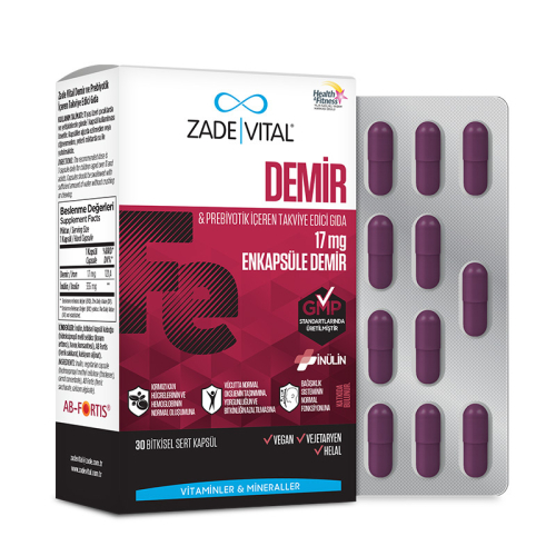 Zade Vital Demir ve Prebiyotik İçerikli Takviye Edici Gıda 30 Kapsül - 2