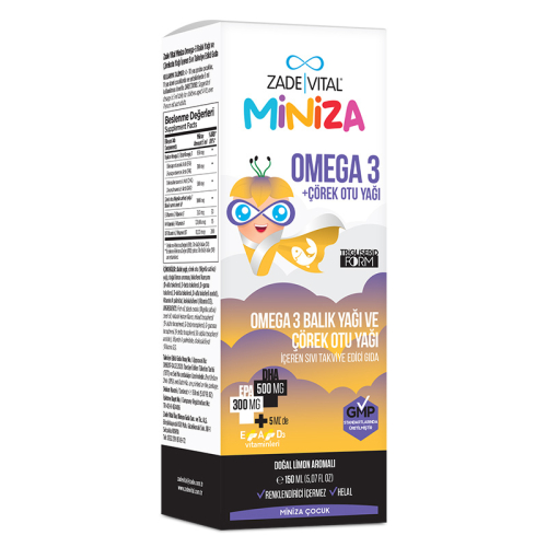 Zade Vital Miniza Omega 3-Çörek Otu Yağı İçerikli Sıvı Takviye Edici Gıda 150 ml - 2