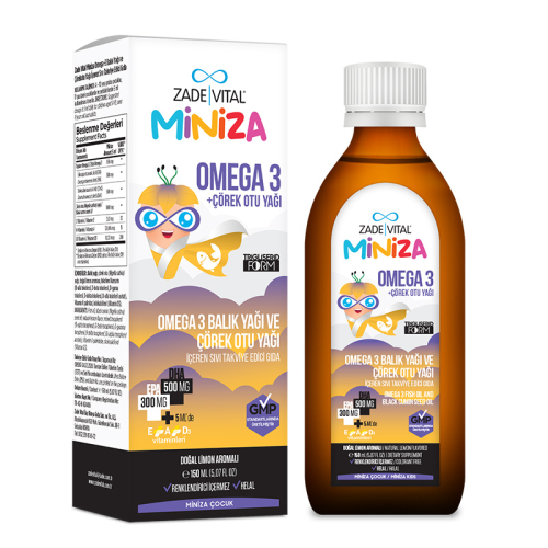 Zade Vital Miniza Omega 3-Çörek Otu Yağı İçerikli Sıvı Takviye Edici Gıda 150 ml - 3