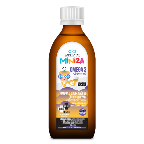 Zade Vital Miniza Omega 3-Çörek Otu Yağı İçerikli Sıvı Takviye Edici Gıda 150 ml - Zade Vital