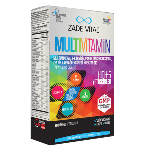 Zade Vital Multivitamin Takviye Edici Gıda 30 Bitkisel Kapsül - Zade Vital