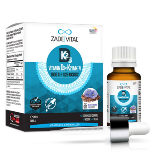 Zade Vital Vitamin D3K2 ve Keten Tohumu İçeren Damla 20 ml - Zade Vital
