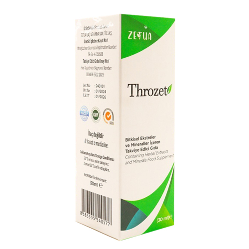 Zetua Throzet Bitkisel Ekstreler ve Mineraller içeren Takviye Edici Gıda 30 ml - Zetua
